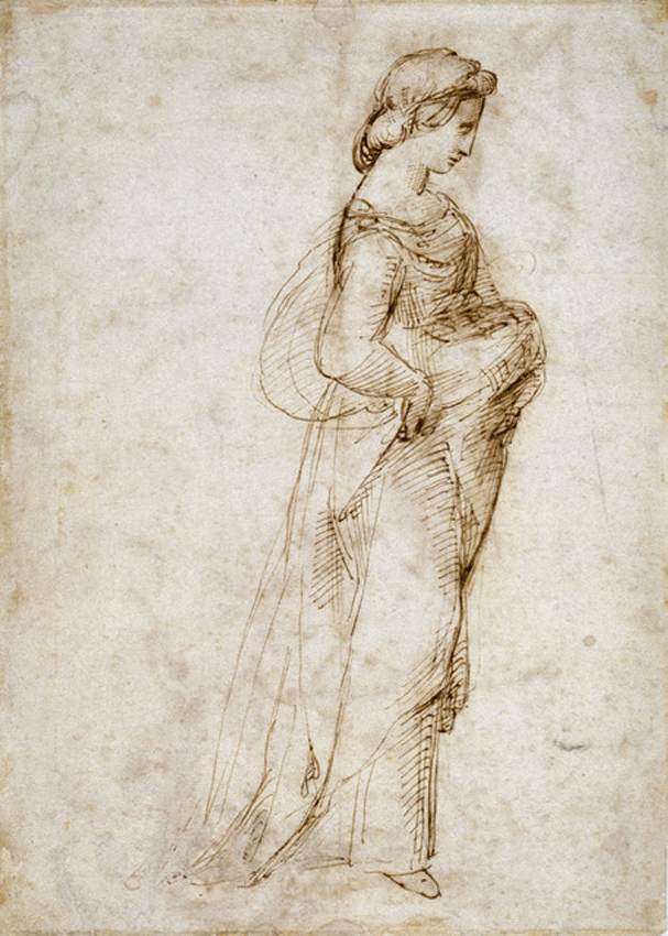 Female figure walking to right (recto) by