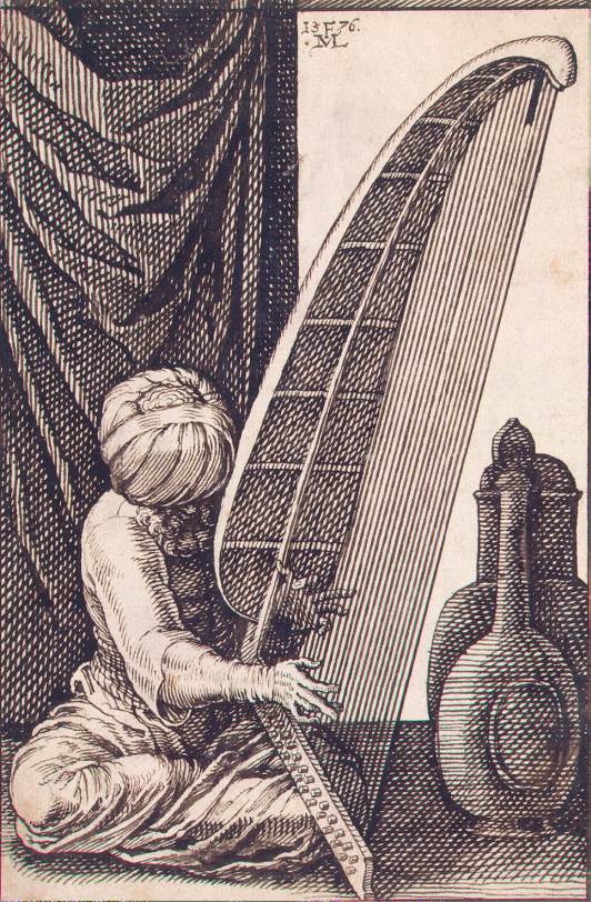 Turk Playing a Harp by