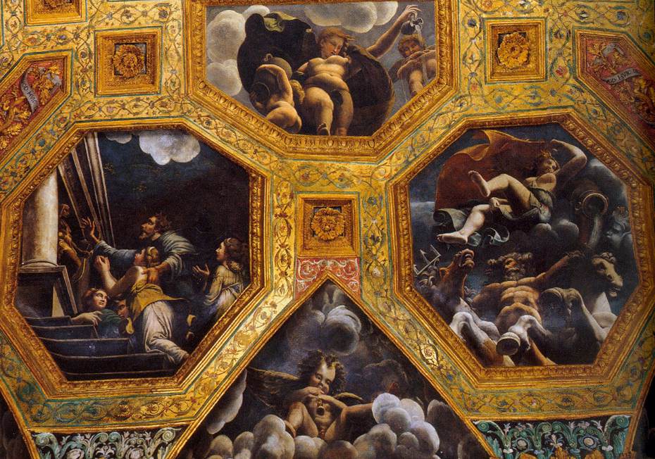 Vaulted ceiling (detail) by GIULIO ROMANO