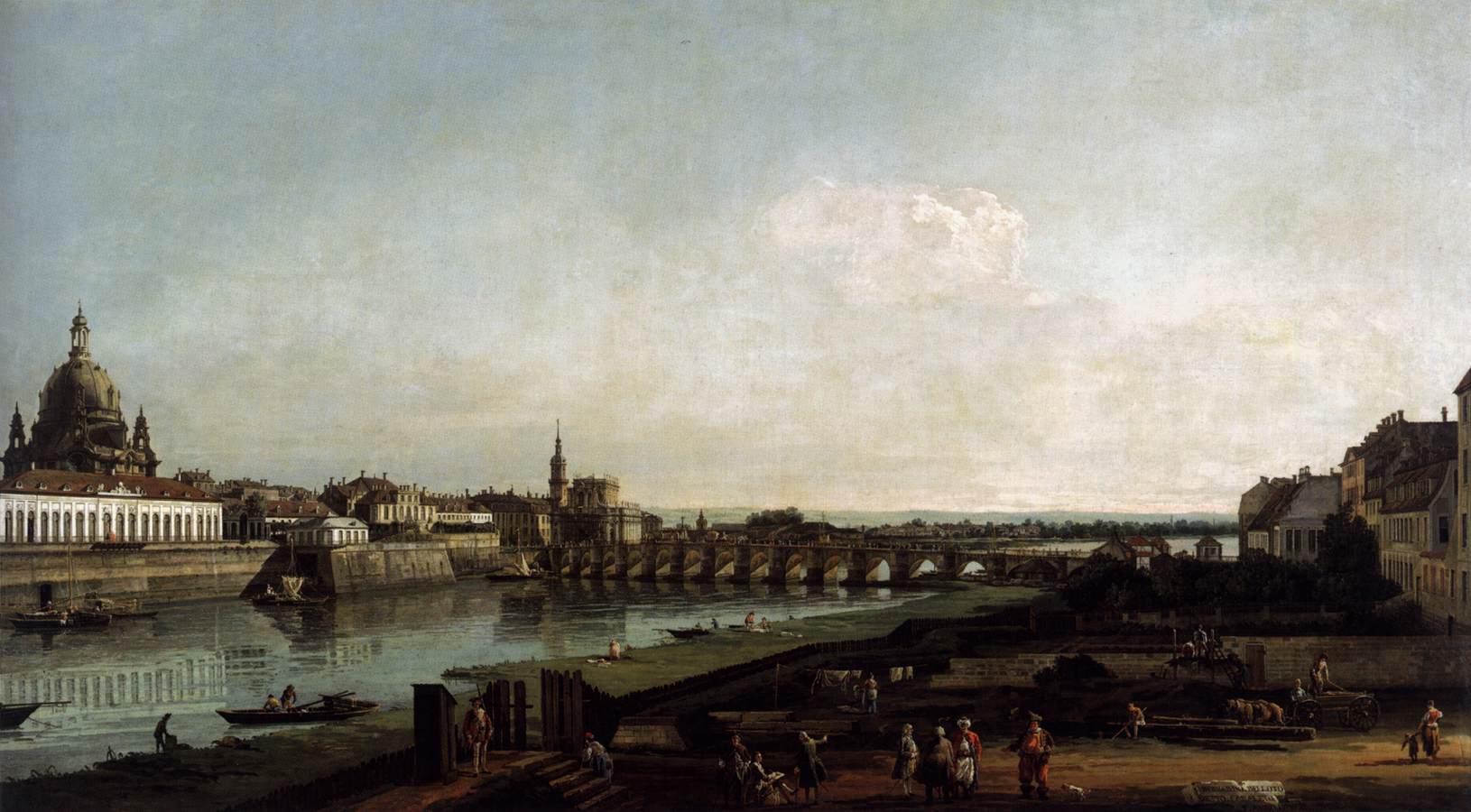 Dresden from the Right Bank of the Elbe, above the Augustusbrücke by BELLOTTO, Bernardo