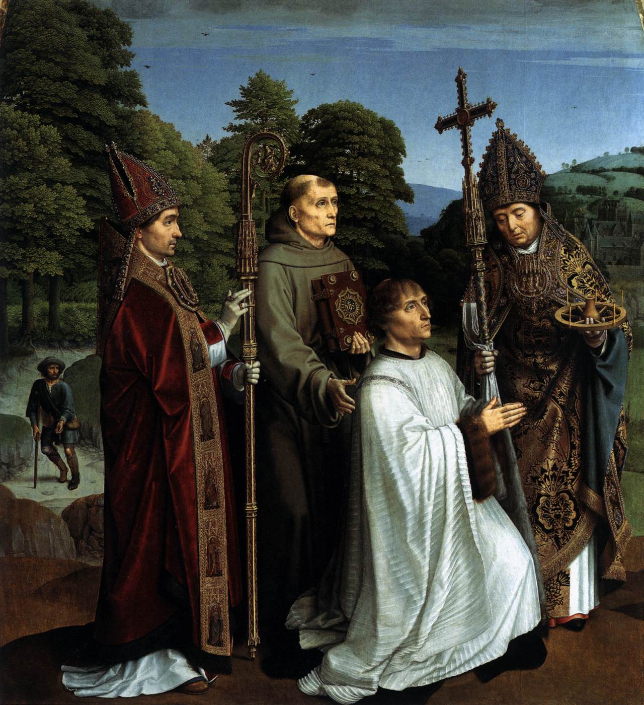 Canon Bernardinus de Salviatis with Three Saints by DAVID, Gerard