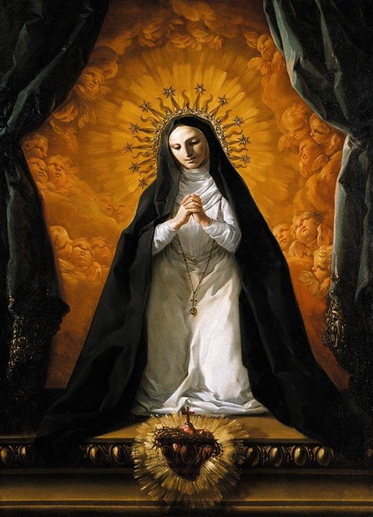 St Margaret Mary Alacoque Contemplating the Sacred Heart of Jesus by