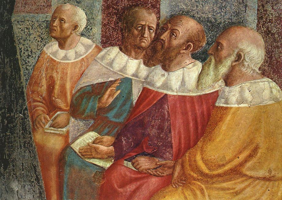 St Catherine Disputing with Scholars (detail) by MASOLINO da Panicale