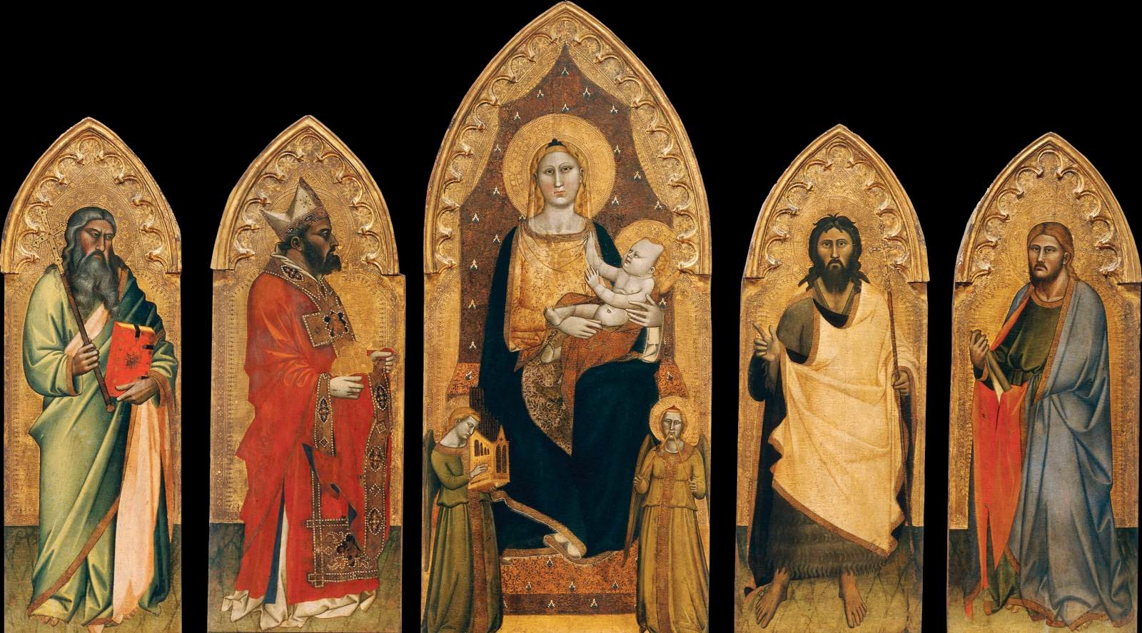 Virgin and Child Enthroned with Two Angels and Saints by