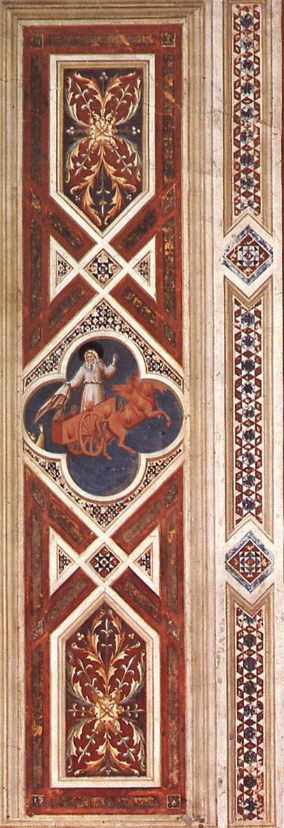 Elijah on the Fire-cart (on the decorative band) by GIOTTO di Bondone