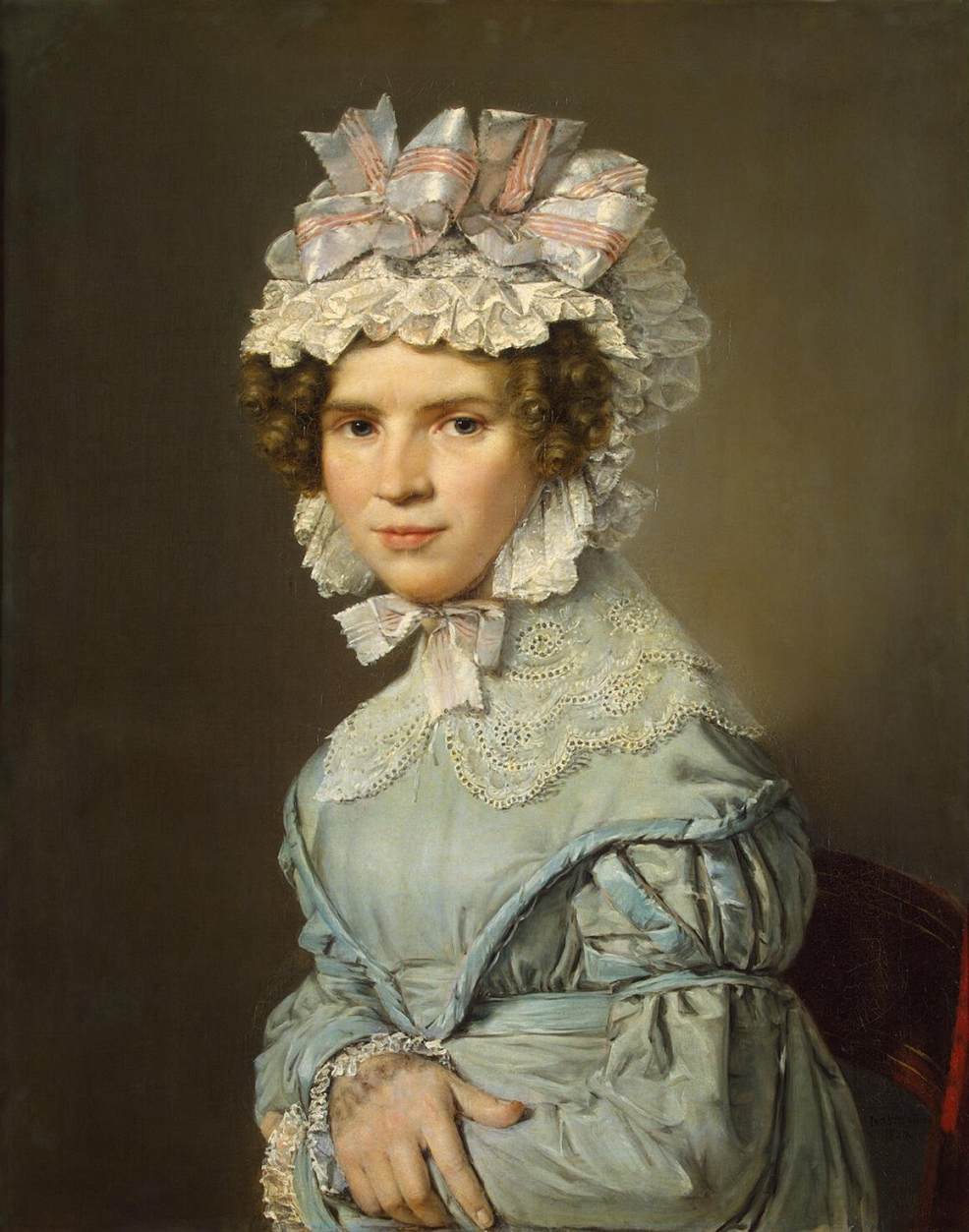 Portrait of a Lady in Blue Dress by JENSEN, Christian Albrecht