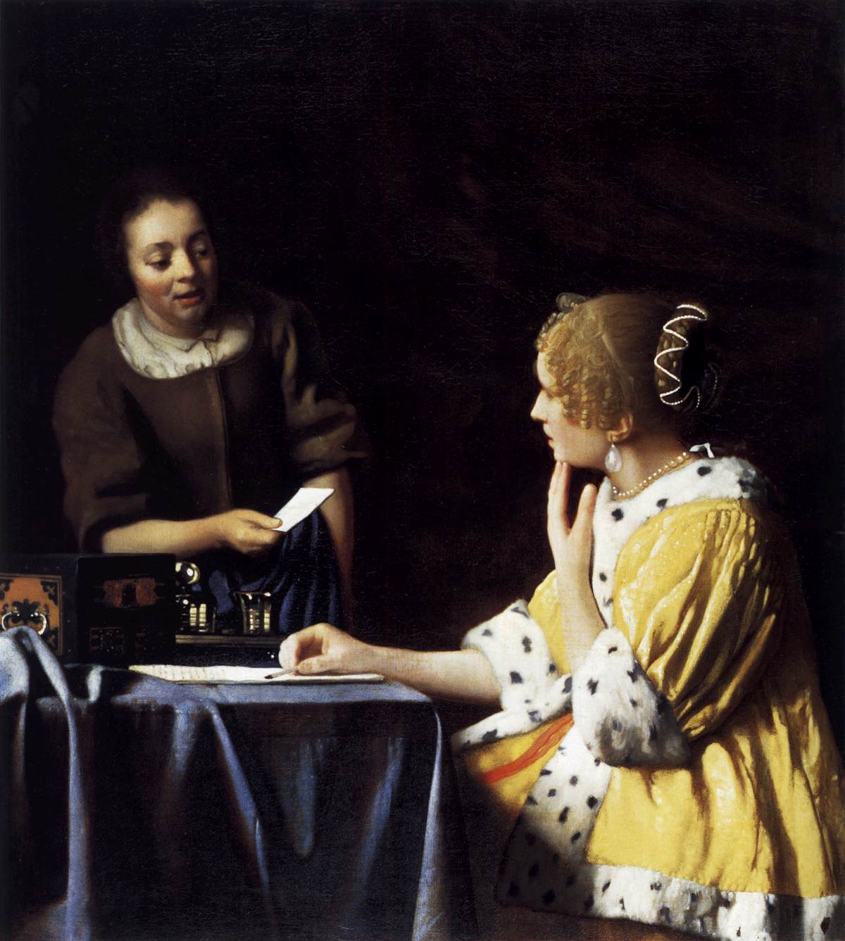 Lady with Her Maidservant Holding a Letter by