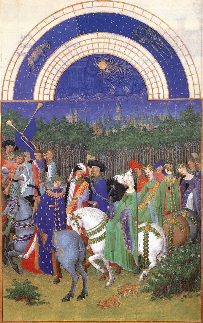 Les très riches heures du Duc de Berry: Mai (May) by LIMBOURG brothers (Herman, Jean, Paul)