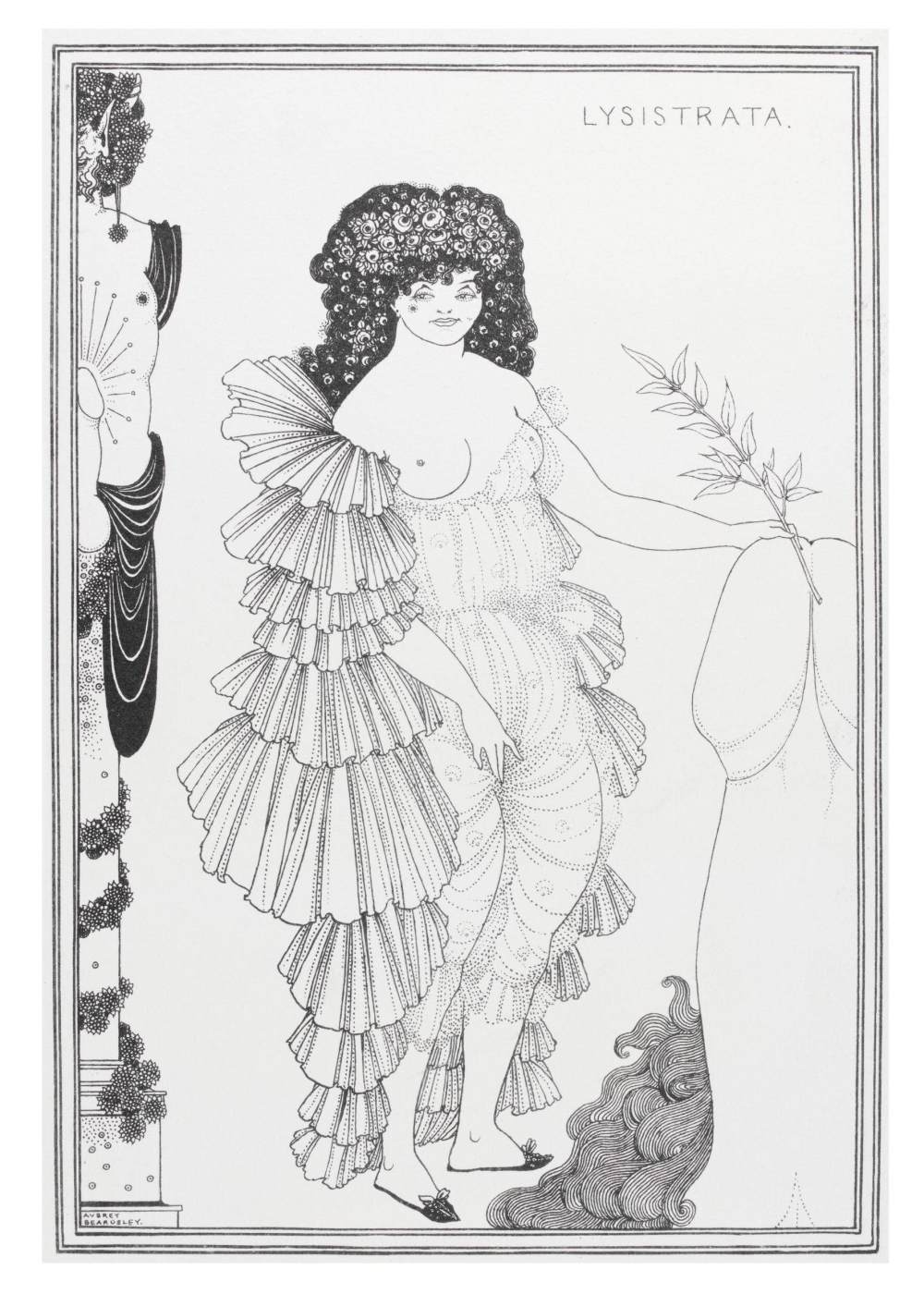 Lysistrata shielding her Coynte by BEARDSLEY, Aubrey Vincent