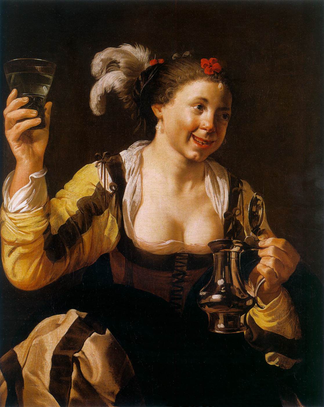 Girl Holding a Tankard and a Glass by TERBRUGGHEN, Hendrick