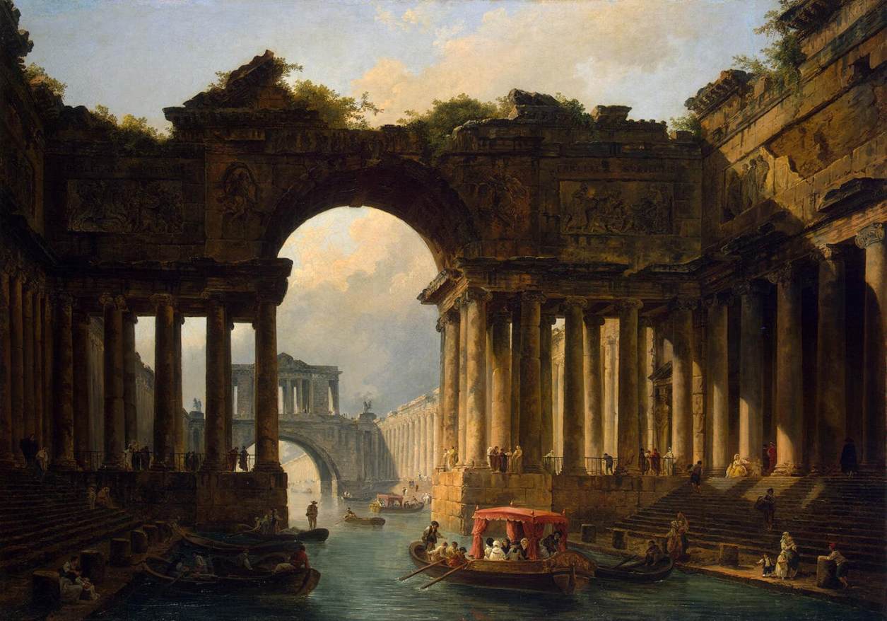 Architectural Landscape with a Canal by ROBERT, Hubert