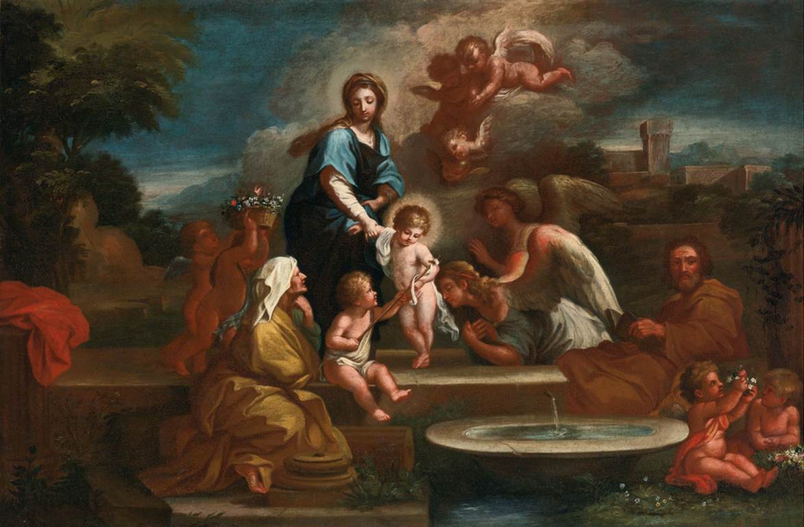 Holy Family with Angels in a Landscape by GARZI, Luigi