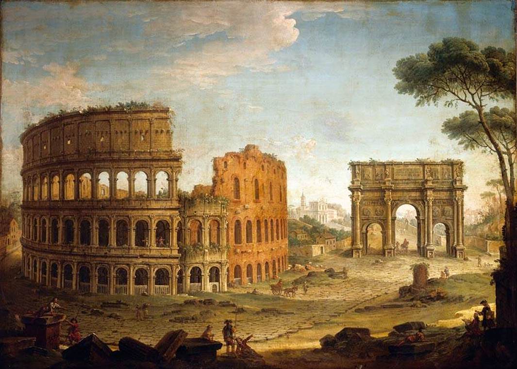 Rome: View of the Colosseum and The Arch of Constantine by JOLI, Antonio