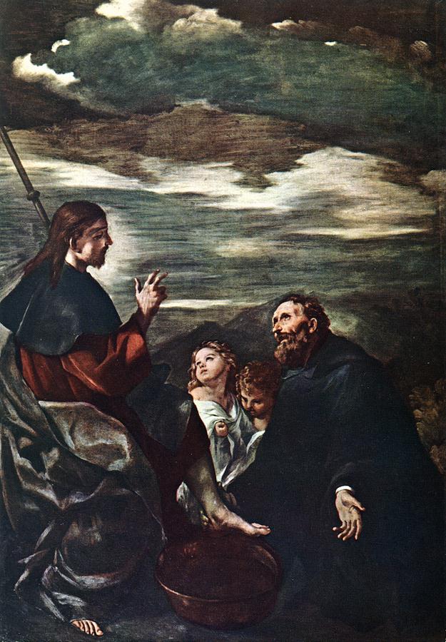 St Augustine Washing the Feet of the Redeemer by GUERCINO