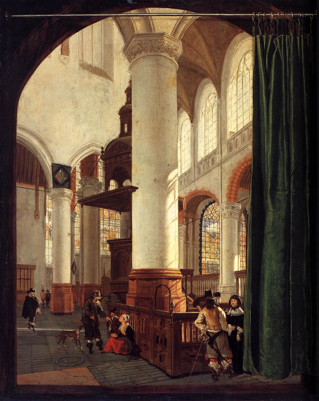 Interior of the Oude Kerk, Delft, with the Pulpit of 1548 by HOUCKGEEST, Gerard