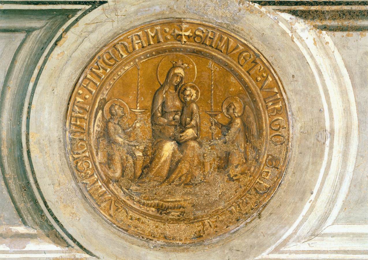 Maestà (detail of the medallions) by