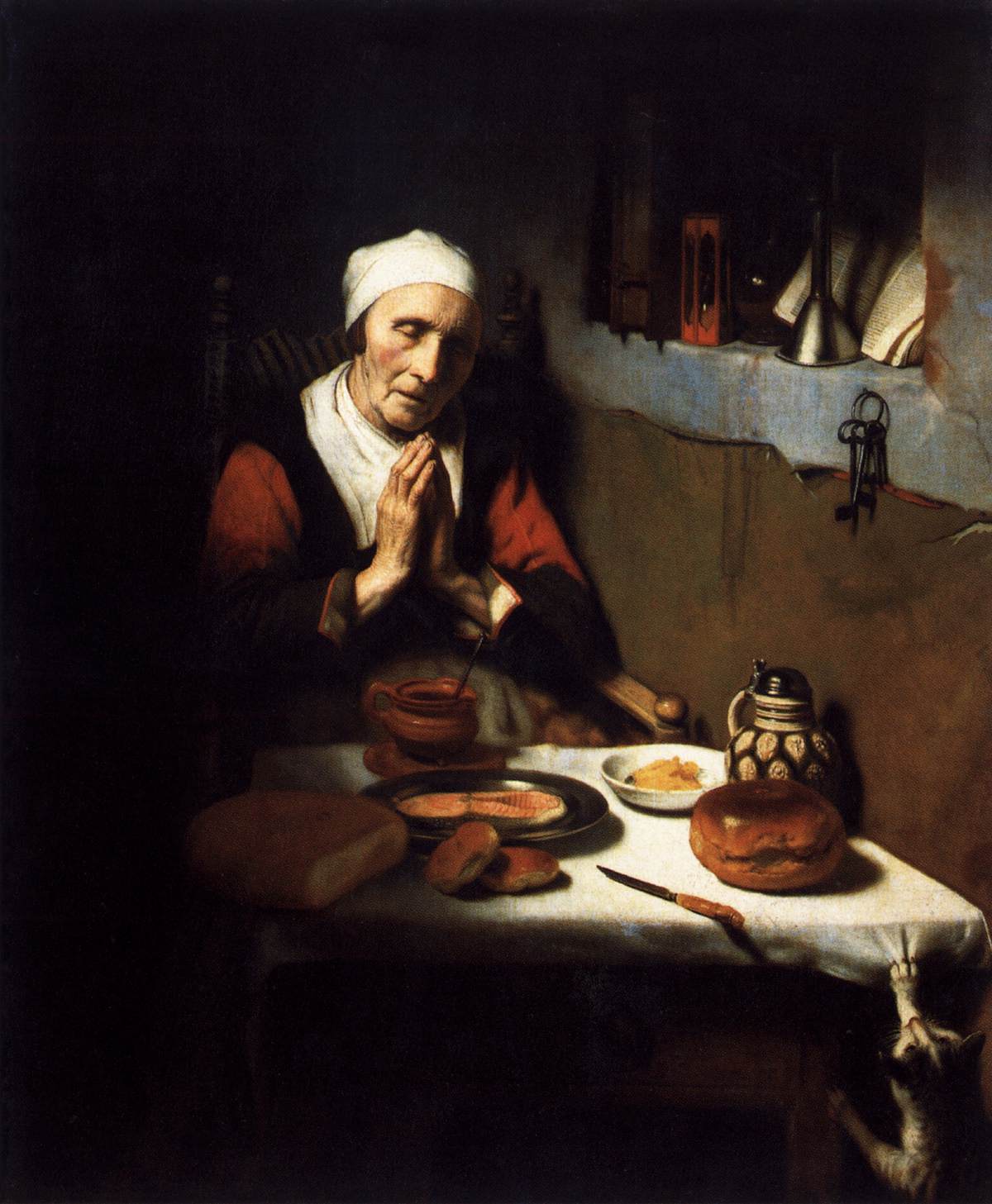 Old Woman Saying Grace by MAES, Nicolaes