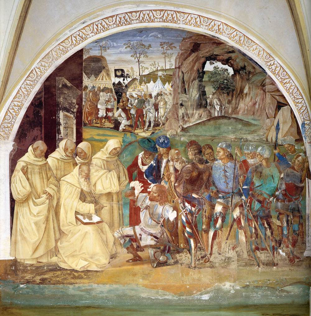 Life of St Benedict, Scene 27: Benedict Benedict Discovers Totila's Deceit by SIGNORELLI, Luca