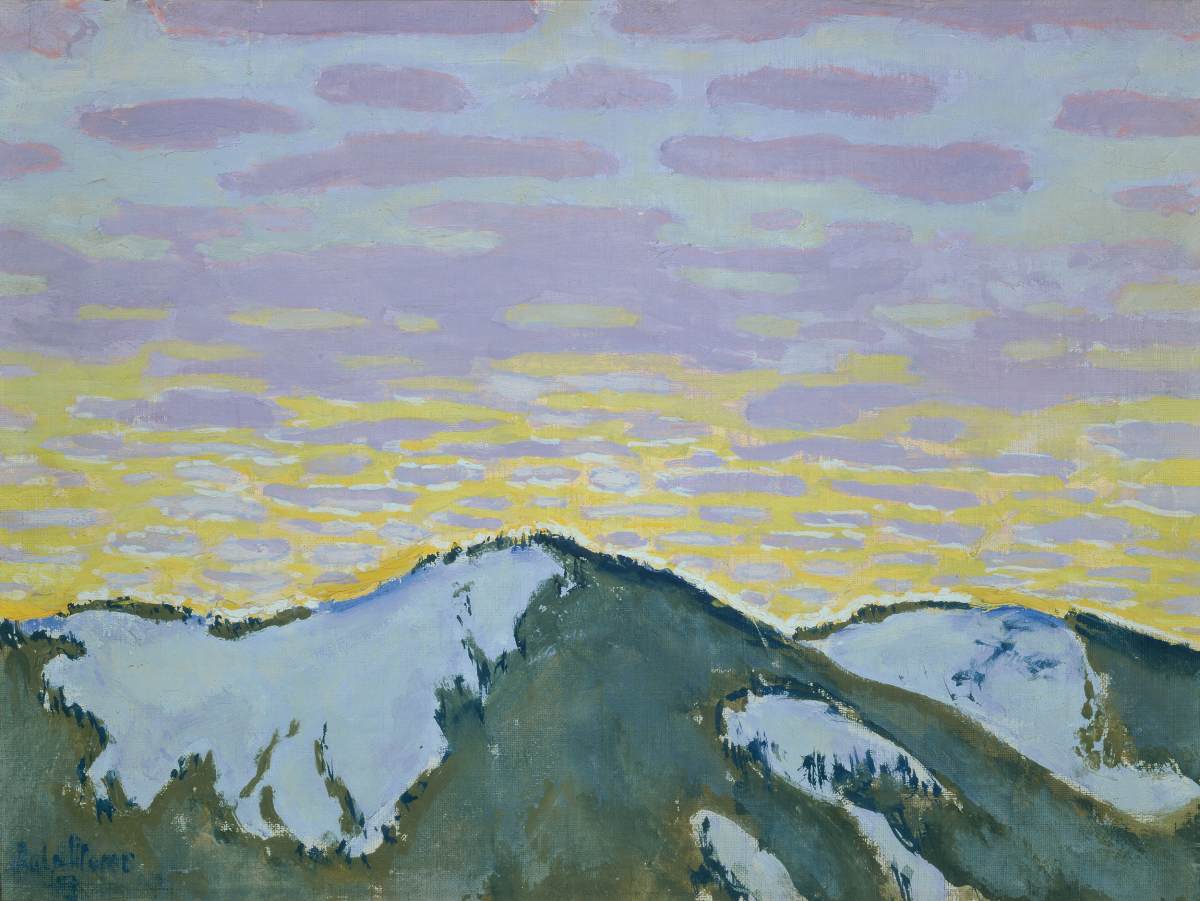 Snowy Mountain Peaks at Dusk by MOSER, Koloman