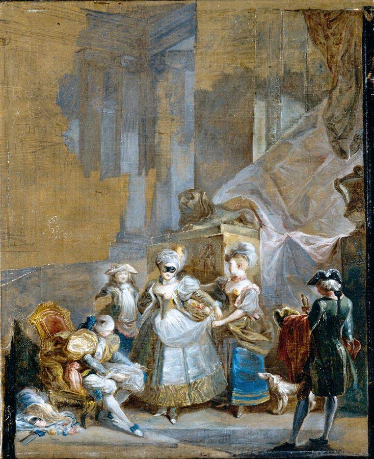 Elegant Company Preparing for a Masked Ball by PARET Y ALCAZÁR, Luis