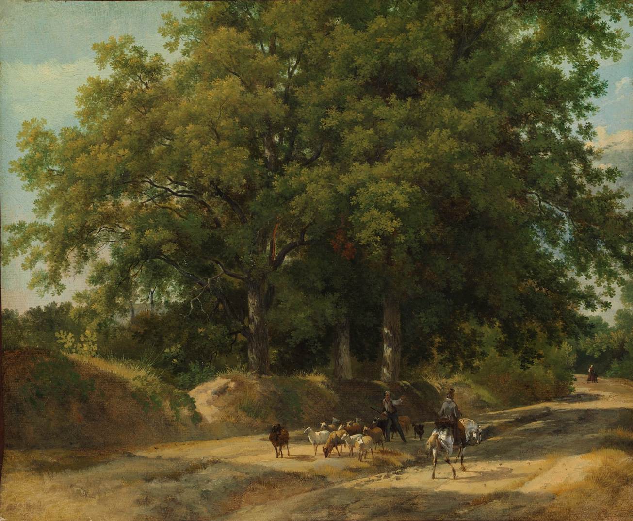 A Shepherd and a Rider on a Country Lane by LEPRINCE, Auguste-Xavier