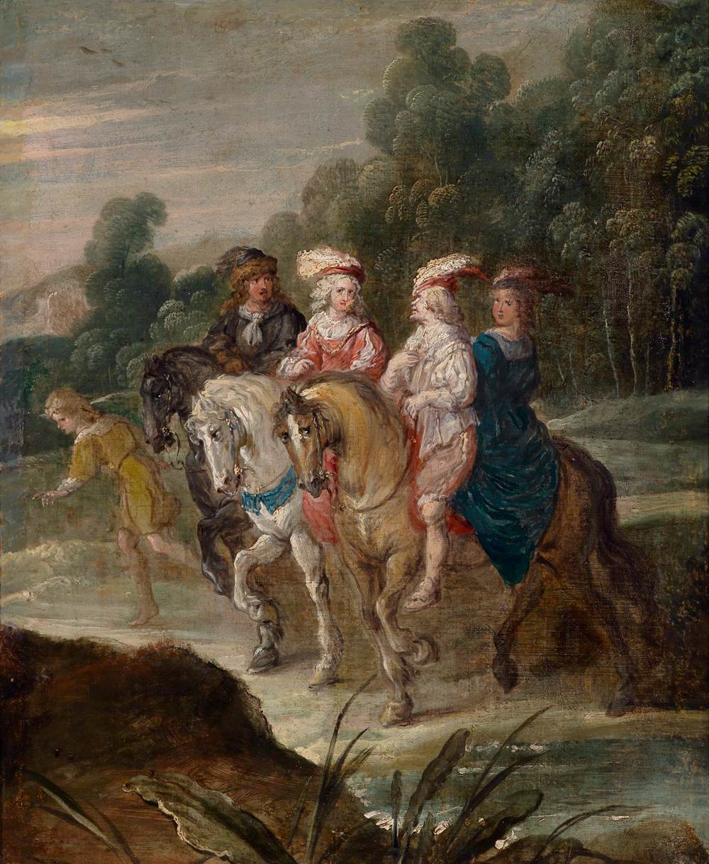 Landscape with an Elegant Party on Horseback by JORDAENS, Hans III