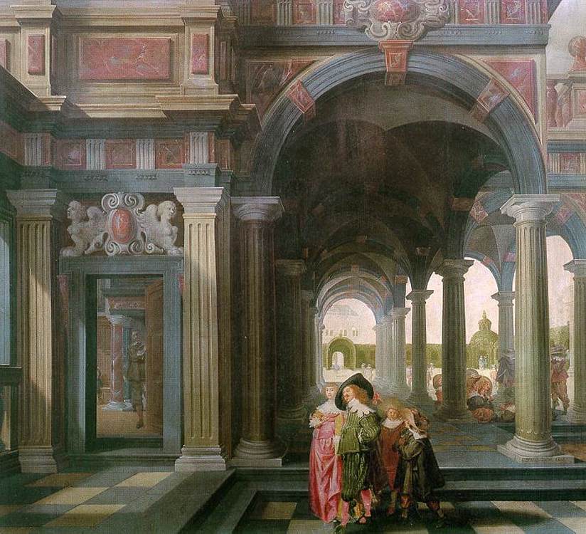 Palace Courtyard with Figures by