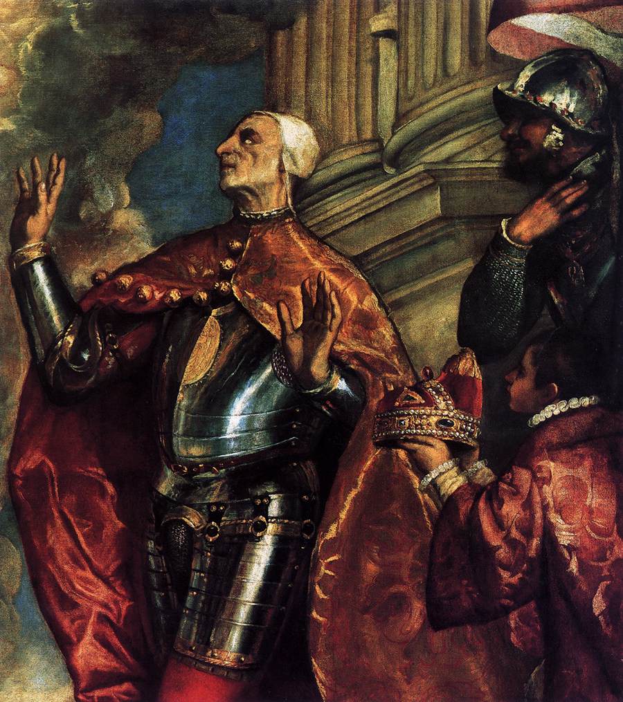 Doge Antonio Grimani Kneeling Before the Faith (detail) by TIZIANO Vecellio