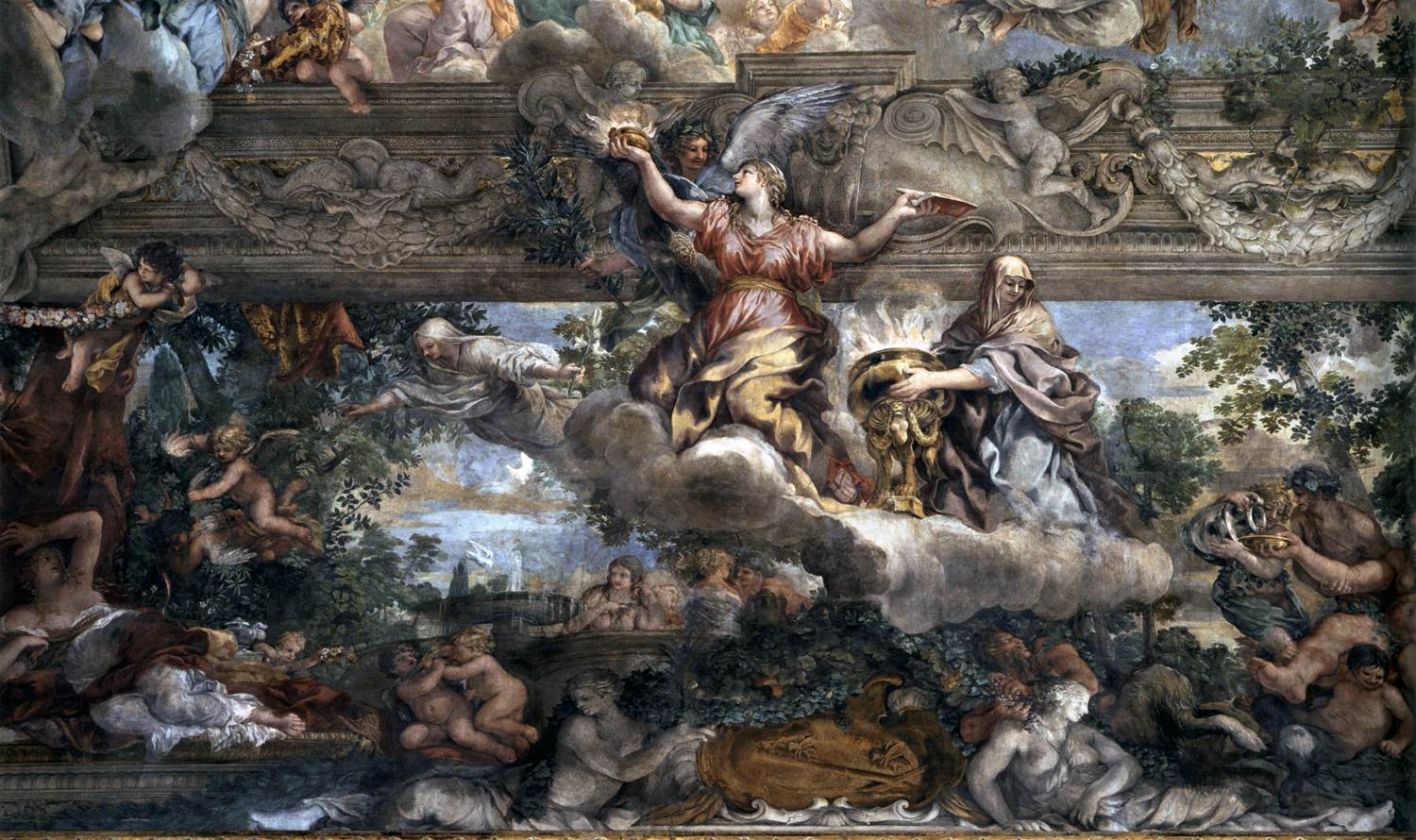 Ceiling vault in the Salone (detail) by CORTONA, Pietro da