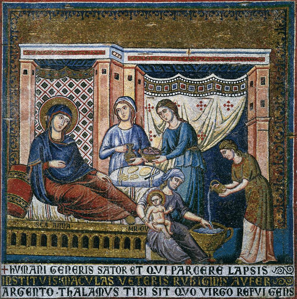 Apsidal arch: 1. Nativity of the Virgin by CAVALLINI, Pietro