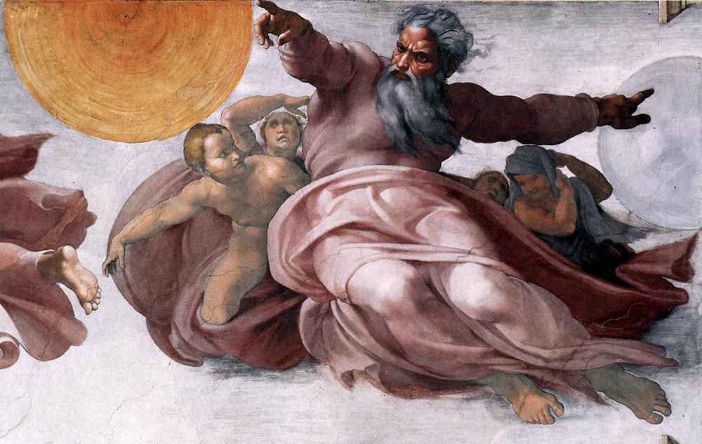 Creation of the Sun, Moon, and Plants (detail) by MICHELANGELO Buonarroti