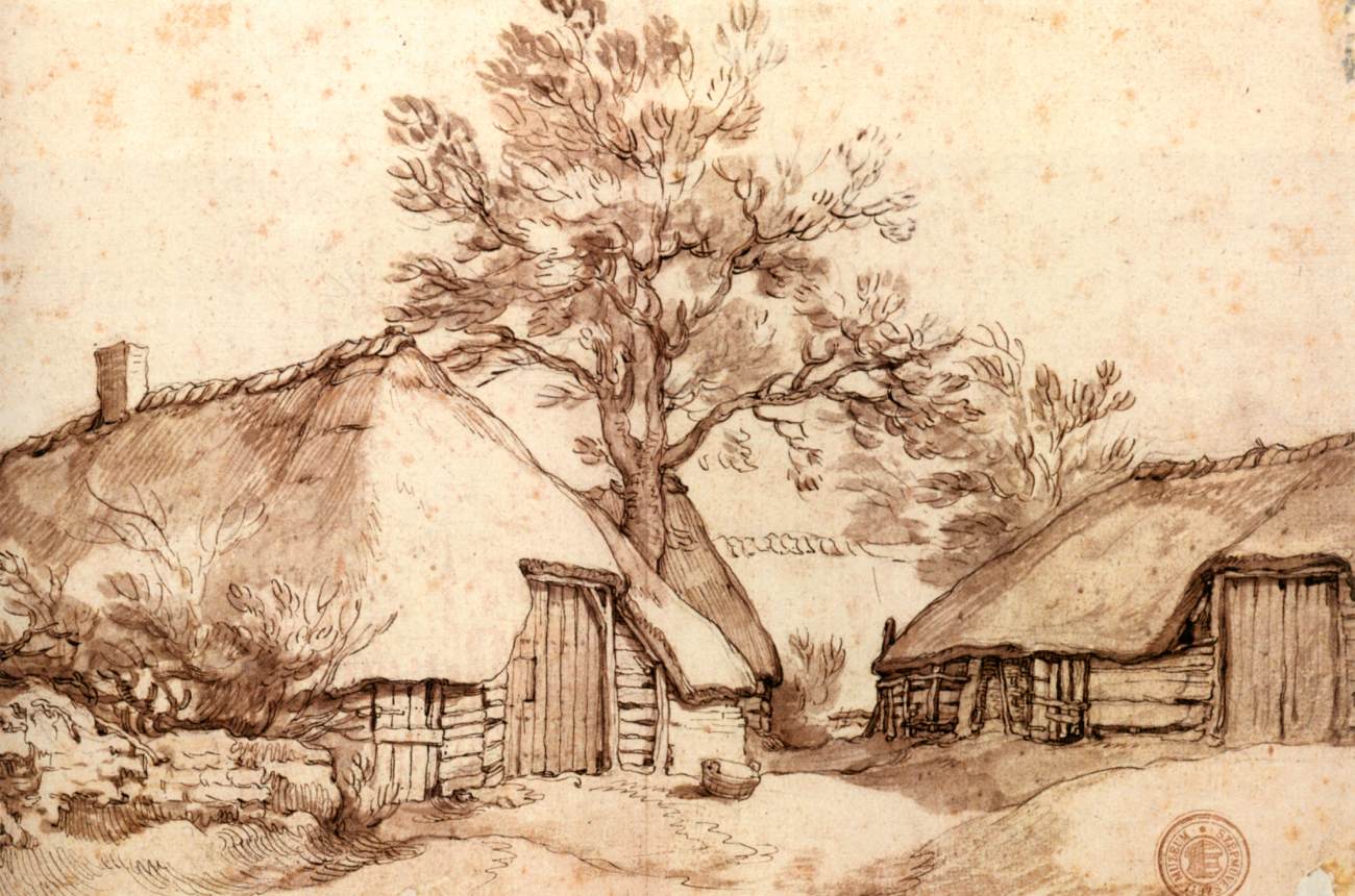 Two Cottages (verso) by