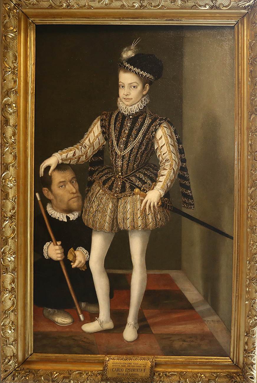 Portrait of Charles Emmanuel of Savoy with Dwarf by VIGHI, Giacomo