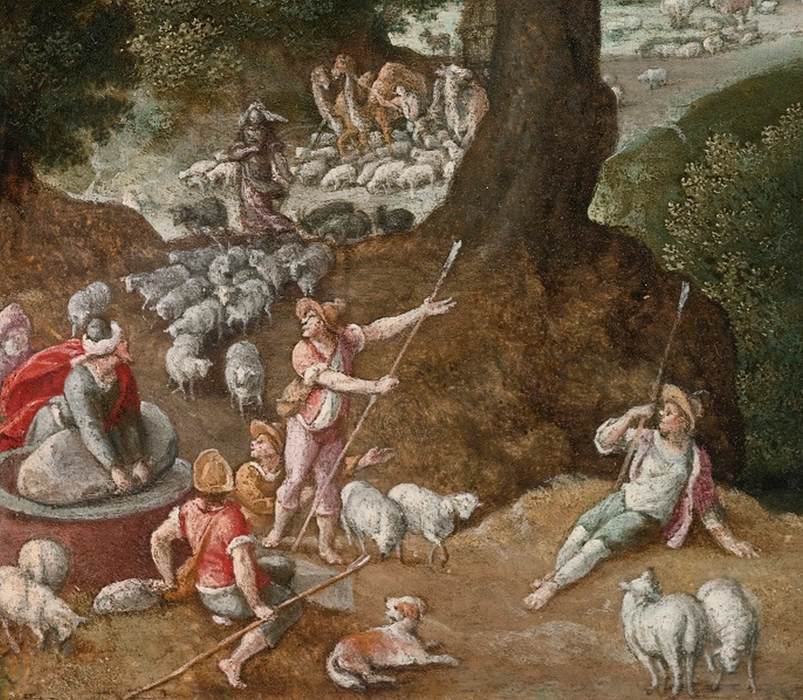 Mountainous Landscape with the Return of Jacob from Canaan (detail) by