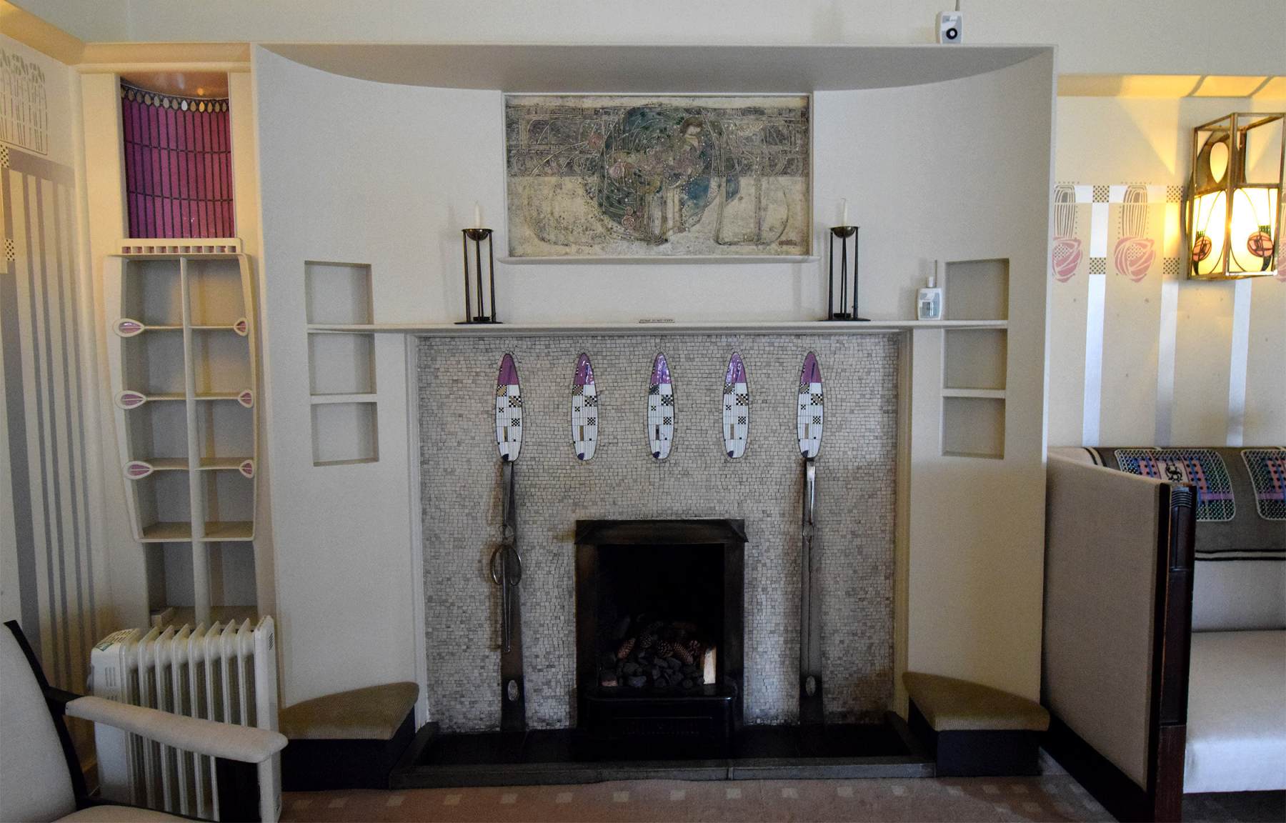 Interior view: fireplace by