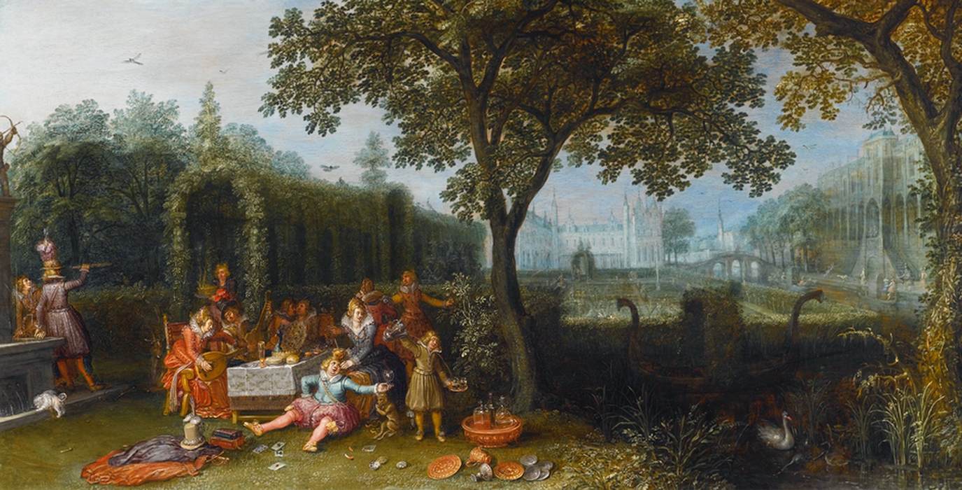 Elegant Party in an Ornate Palace Garden by VINCKBOONS, David