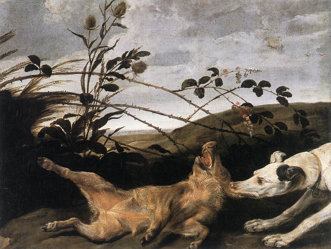 Greyhound Catching a Young Wild Boar by SNYDERS, Frans