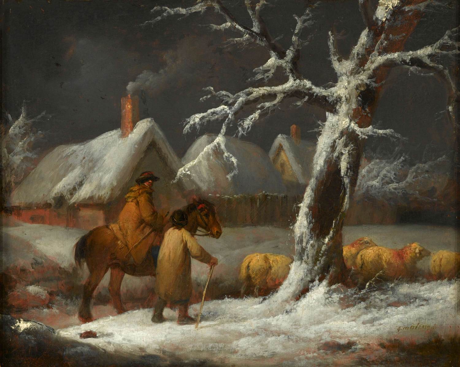 Shepherd in a Snowy Landscape by MORLAND, George