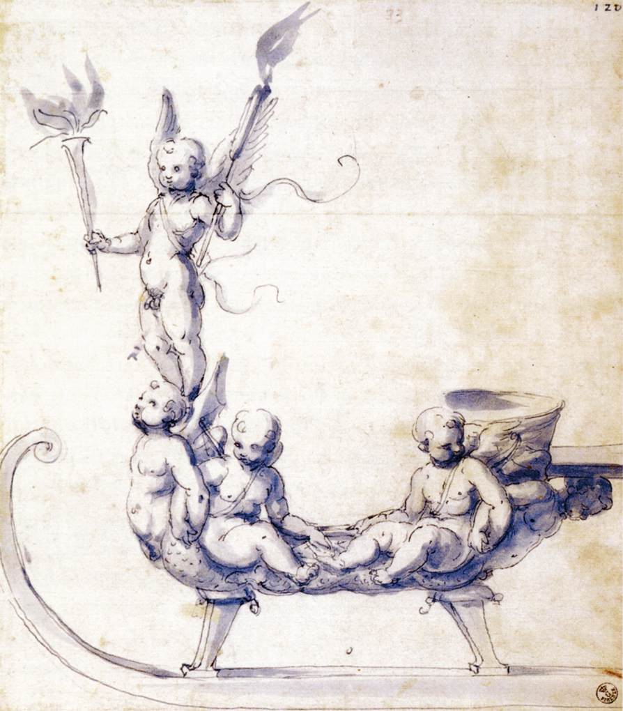 Sketch for a Sleigh with Putti by