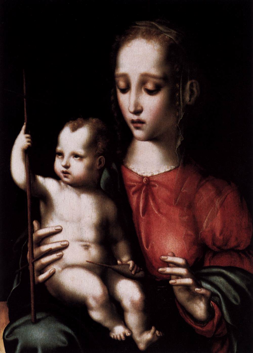 Virgin and Child with a Spindle by MORALES, Luis de