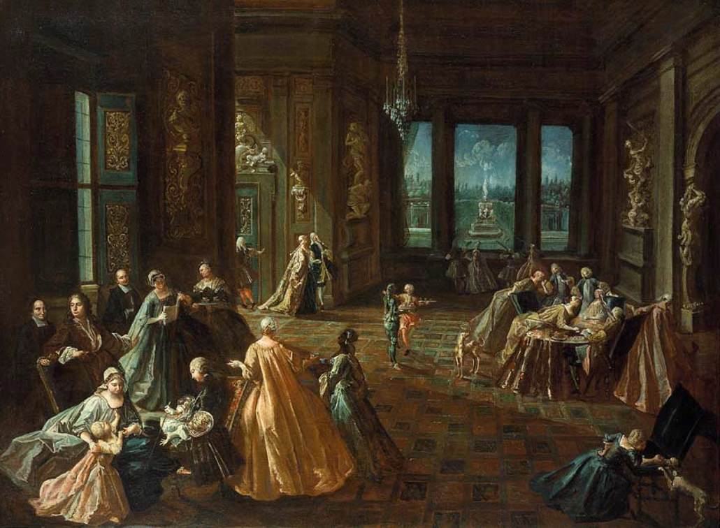 Interior of a Palace with Elegant Figures by LOMBARDI, Giovanni Domenico