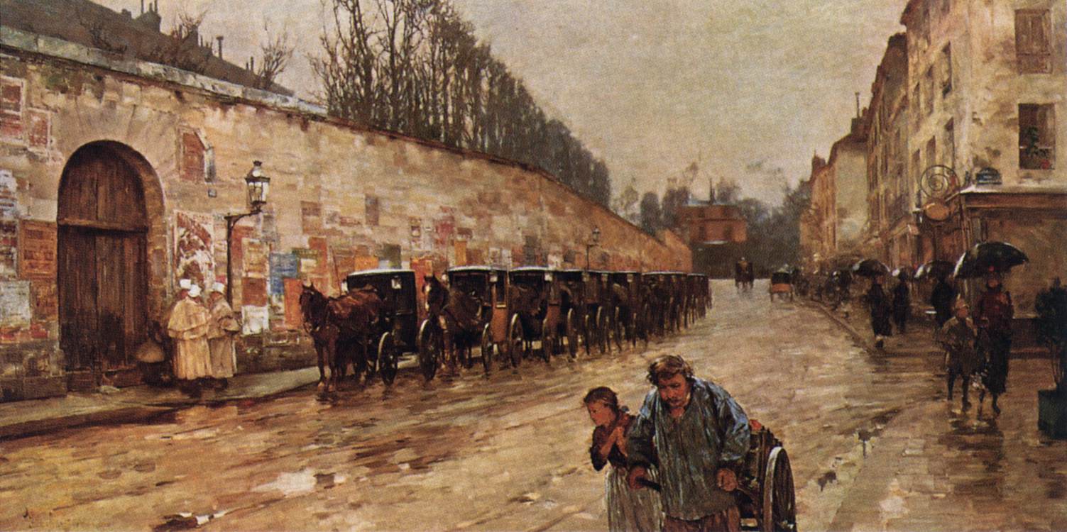 A Shower. Rue Bonaparte, Paris by HASSAM, Childe