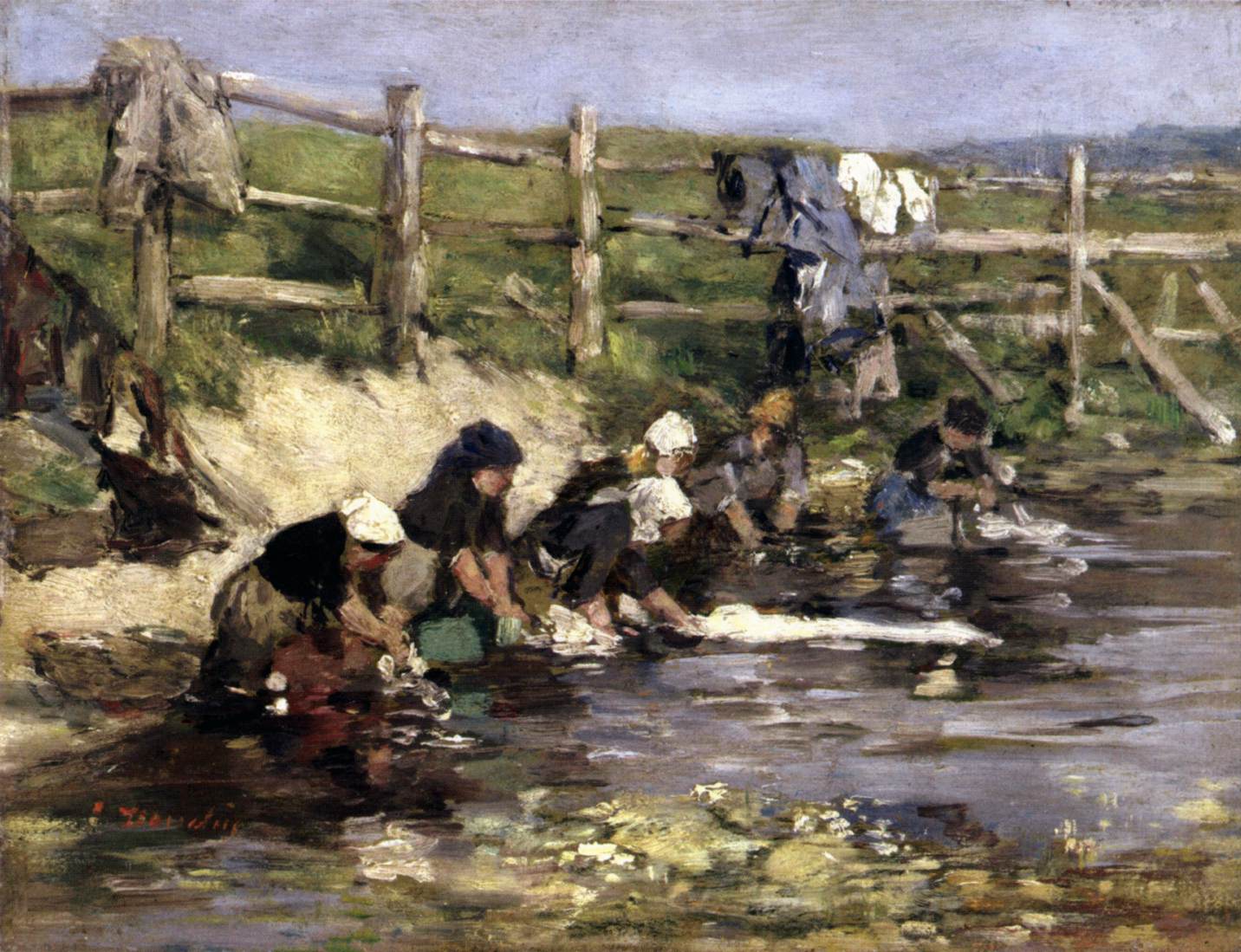 Laundresses by a Stream by BOUDIN, Eugène