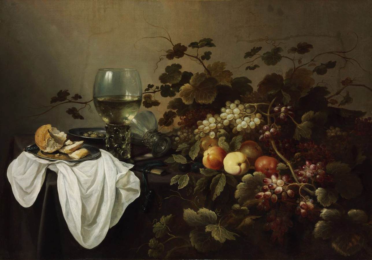 Still-Life with Fruit, Bread and Two Roemers by