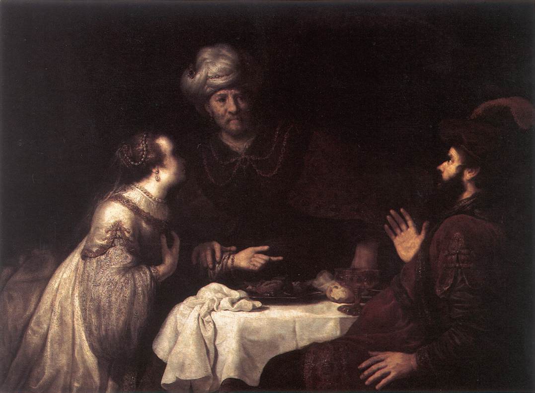 Esther and Haman before Ahasuerus by VICTORS, Jan