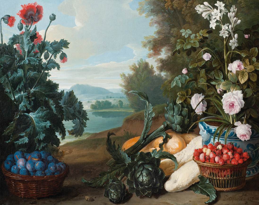 Fruits, Flowers and Vegetables in a Landscape by