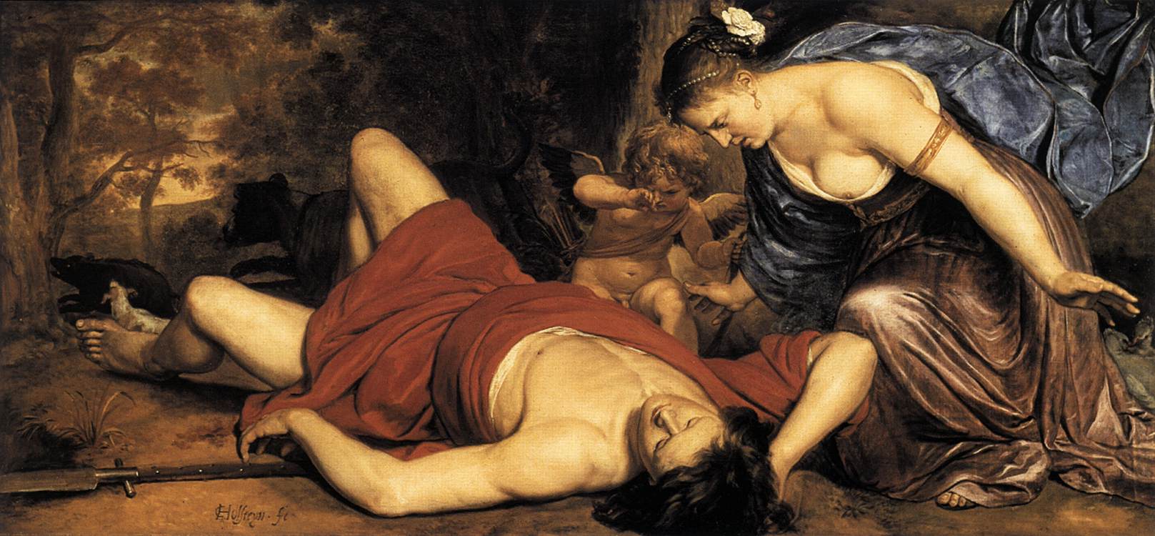 Venus and Amor Mourning the Death of Adonis by