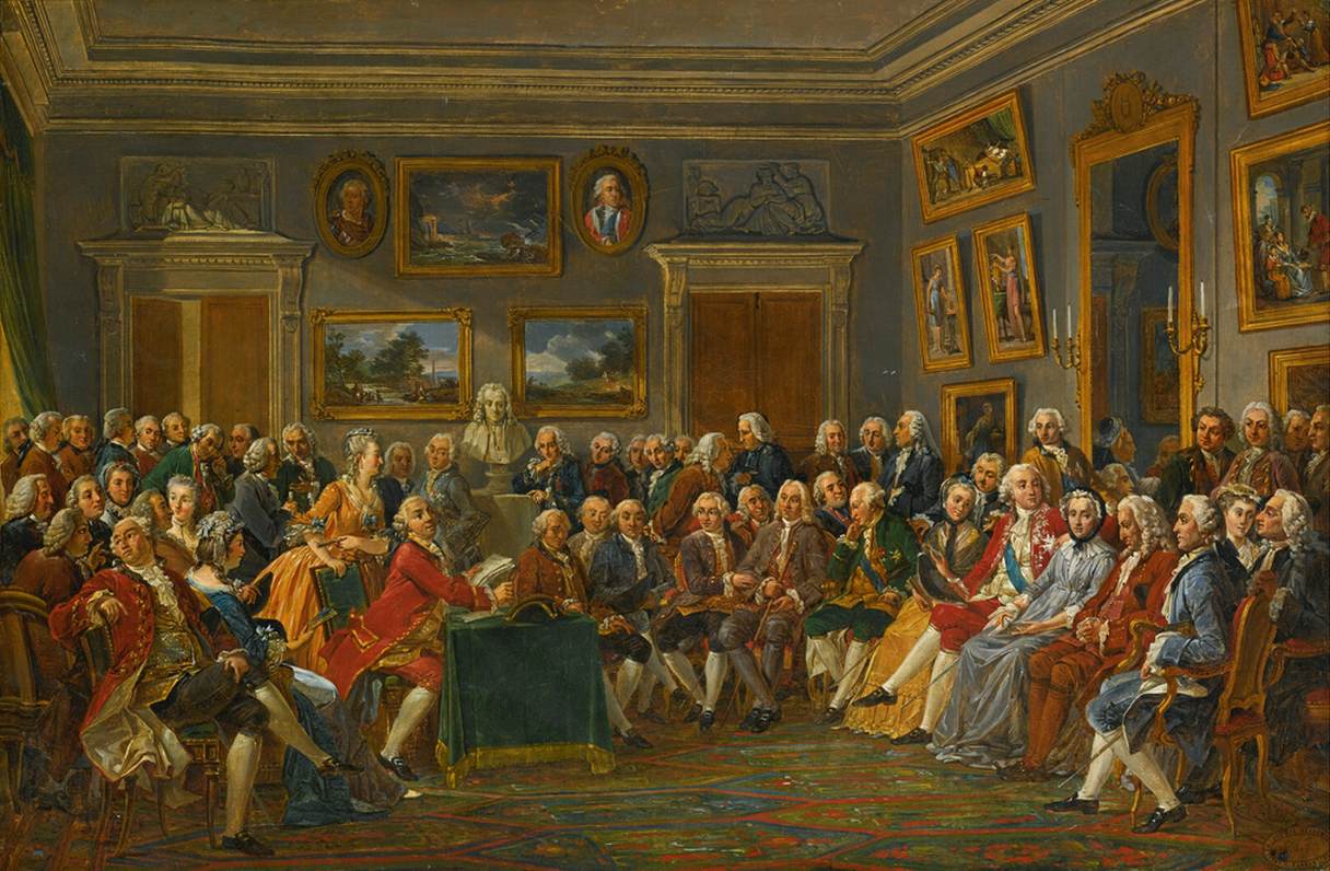 In the Salon of Madame Geoffrin in 1755 by LEMONNIER, Anicet-Charles-Gabriel