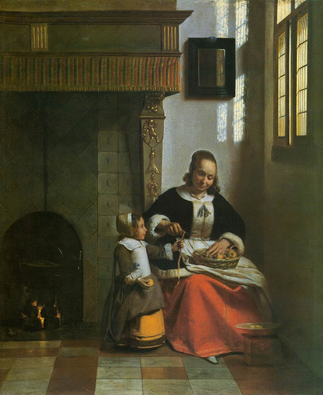 Woman Peeling Apples by HOOCH, Pieter de