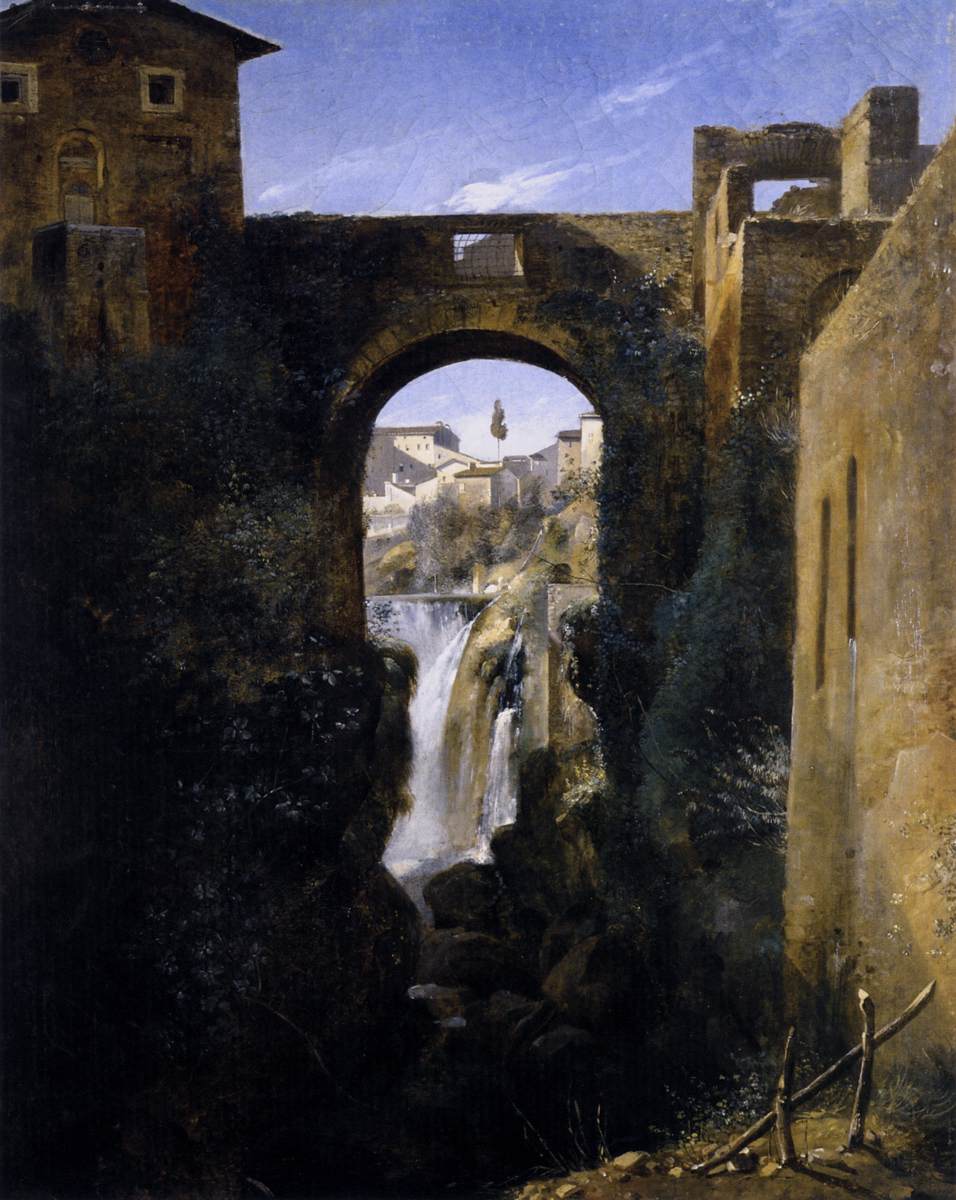 The San Rocco Bridge and the Grand Waterfall at Tivoli by GRANET, François-Marius